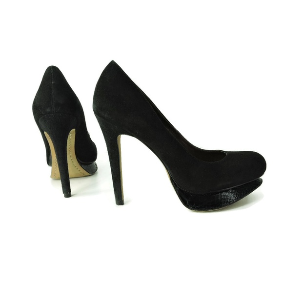 black suede platforms